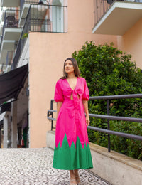 Vestido Recorte Bicolor Helena - Rosa