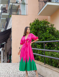 Vestido Recorte Bicolor Helena - Rosa