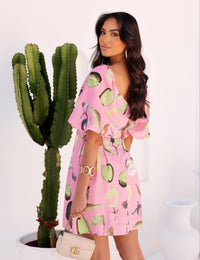 Vestido Curto Estampado Liz - Rosa