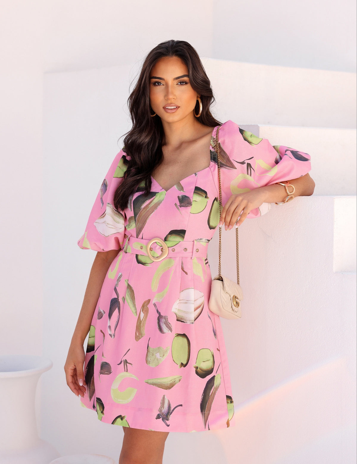 Vestido Curto Estampado Liz - Rosa