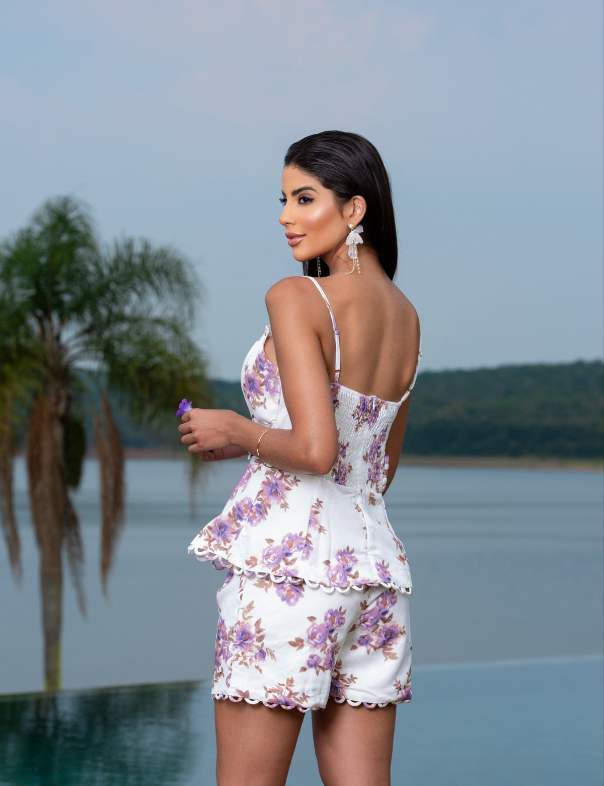 Conjunto Estampado Floral Clara - Branco