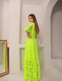 Vestido Longo Renda Emilly - Verde Neon