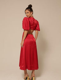 Vestido Longuete Brilho Sandy - Vermelho