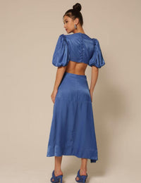 Vestido Longuete Brilho Sandy - Azul