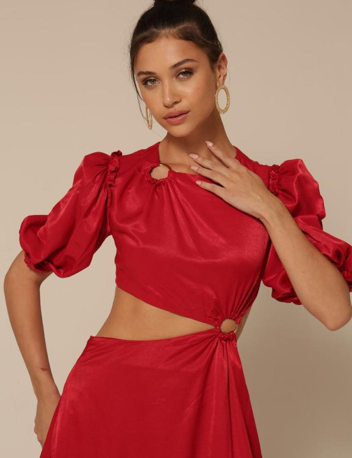 Vestido Longuete Brilho Sandy - Vermelho