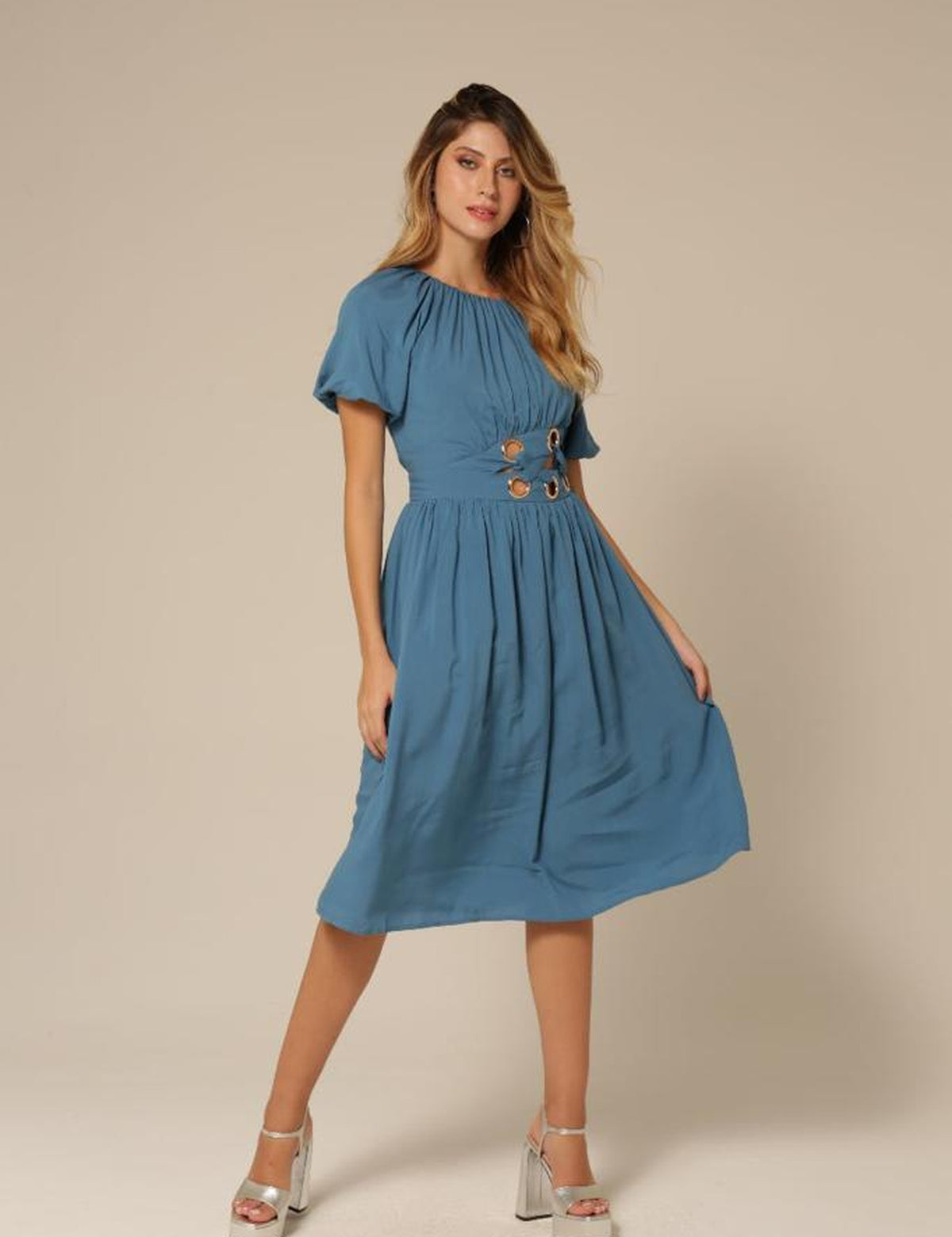 Vestido Midi Assimétrico Márcia - Azul