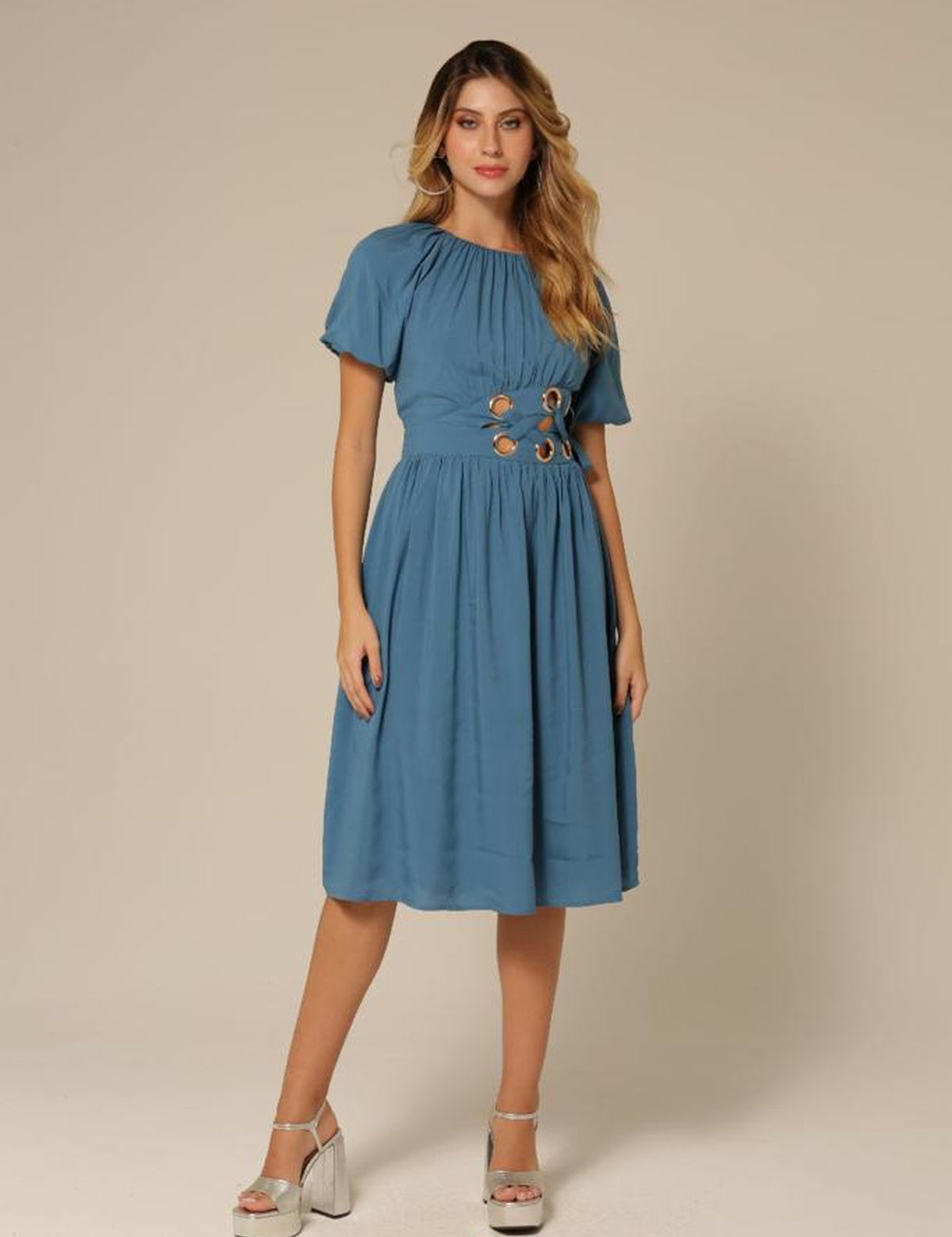 Vestido Midi Assimétrico Márcia - Azul