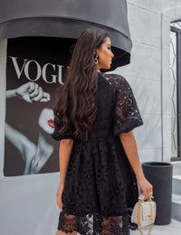 Vestido Renda Guipir Isis - Preto