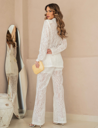 Conjunto Alfaiataria Renda Stefanie - Off white