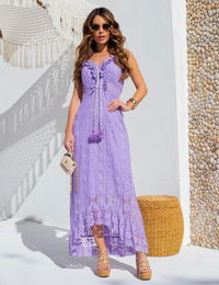 Vestido Renda Longo Leah - Roxo