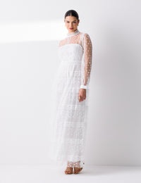 Vestido Longo Bordado Melinda - Off White