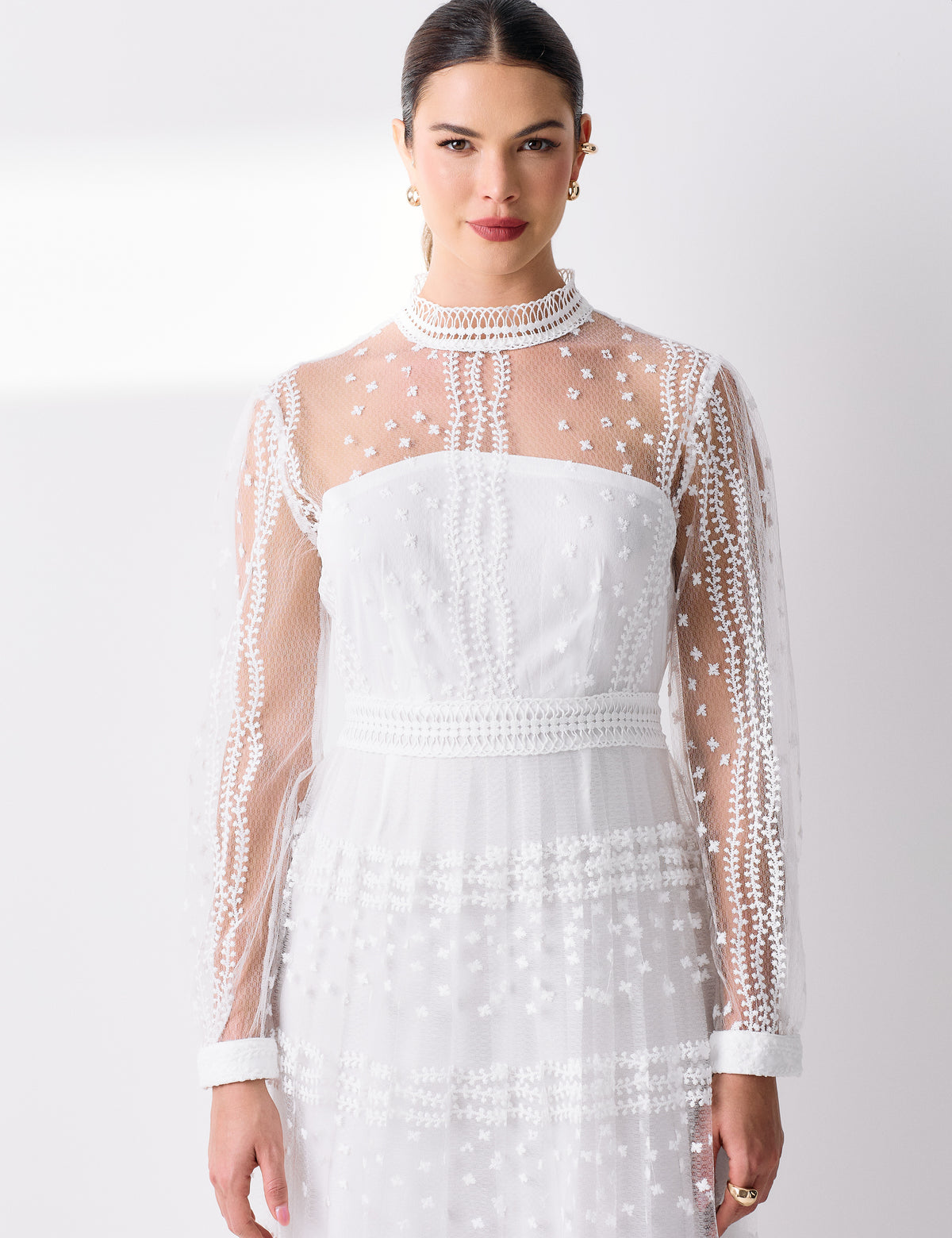 Vestido Longo Bordado Melinda - Off White