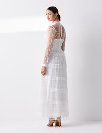 Vestido Longo Bordado Melinda - Off White