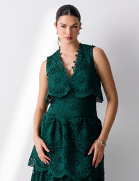 Vestido Renda Babados Chloe - Verde