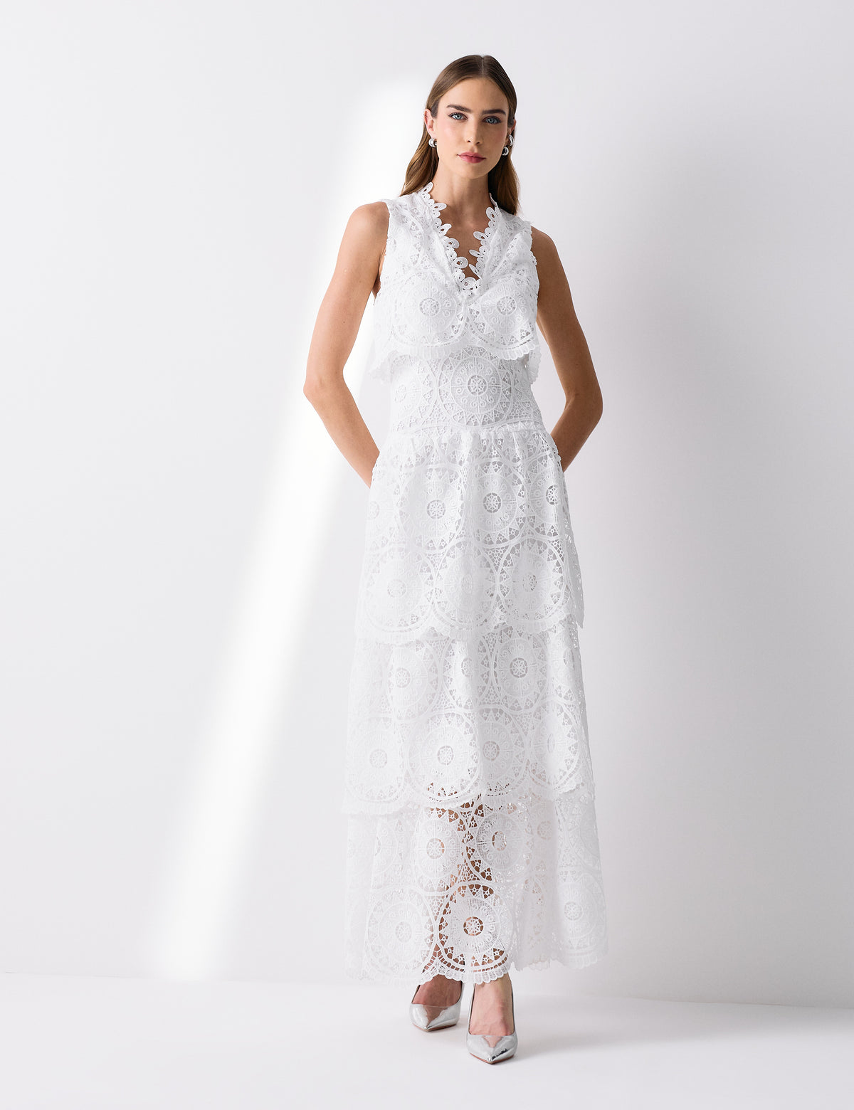 Vestido Renda Babados Chloe - Off White