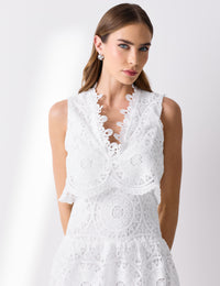 Vestido Renda Babados Chloe - Off White