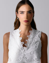 Vestido Renda Babados Chloe - Off White