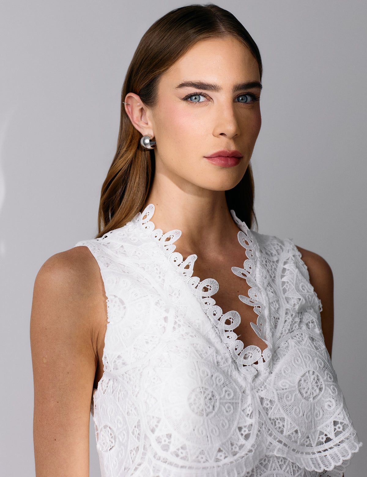 Vestido Renda Babados Chloe - Off White