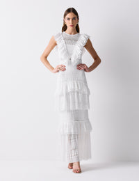 Vestido Tricô Babados Denise - Off White