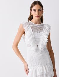 Vestido Tricô Babados Denise - Off White