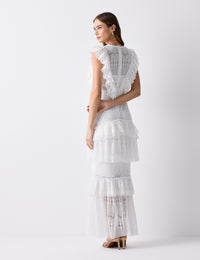 Vestido Tricô Babados Denise - Off White