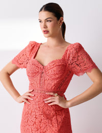 Vestido Renda Bustier Nancy - Coral