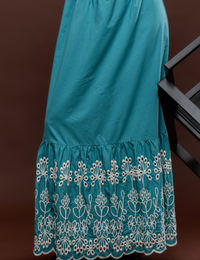 Vestido Barrado Bordado Eve - Turquesa