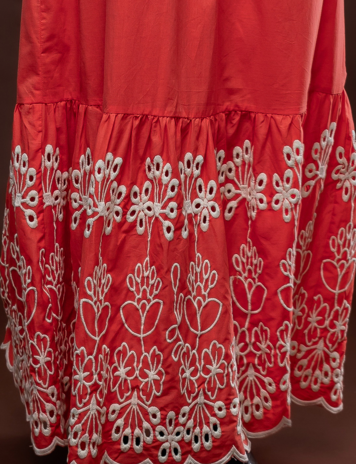 Vestido Barrado Bordado Eve - Laranja