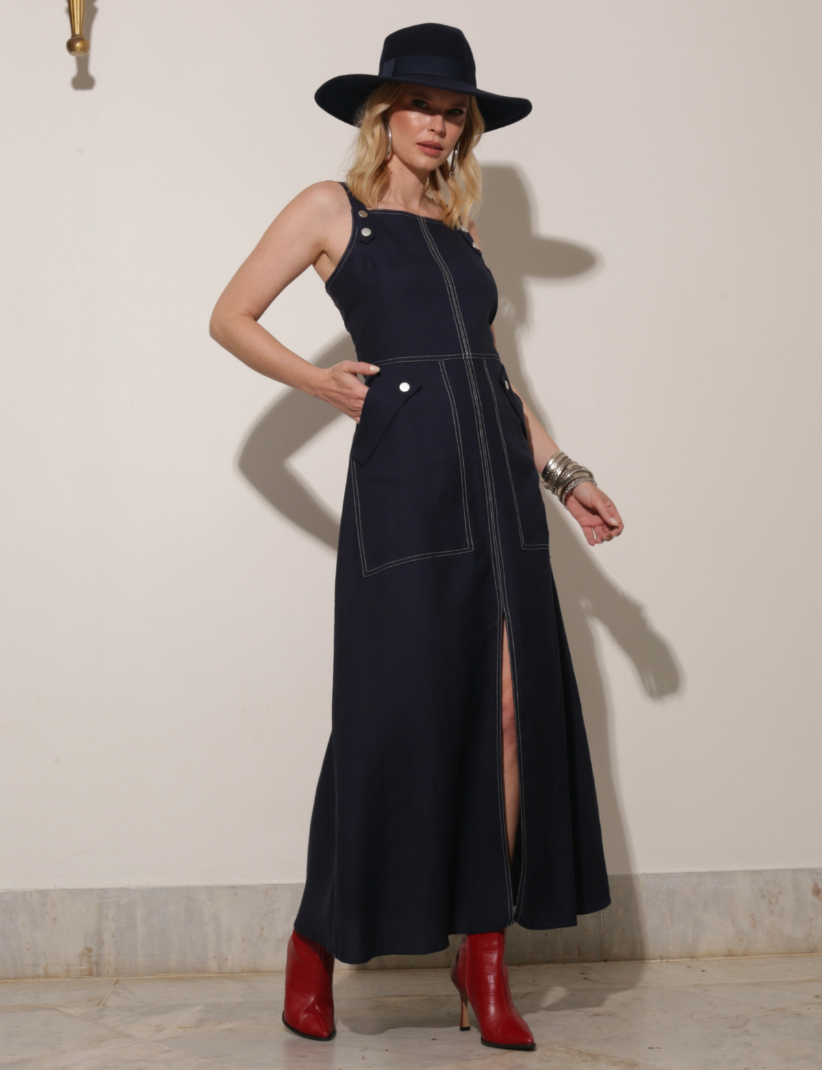 Vestido Alça Larga Mely - Azul Marinho