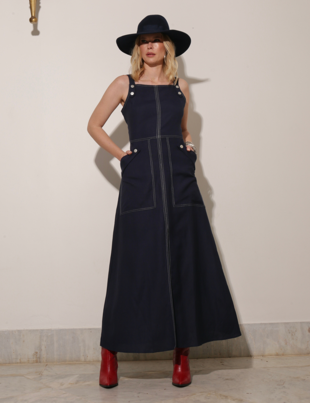 Vestido Alça Larga Mely - Azul Marinho