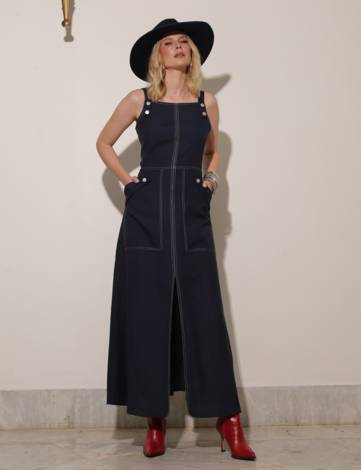 Vestido Alça Larga Mely - Azul Marinho