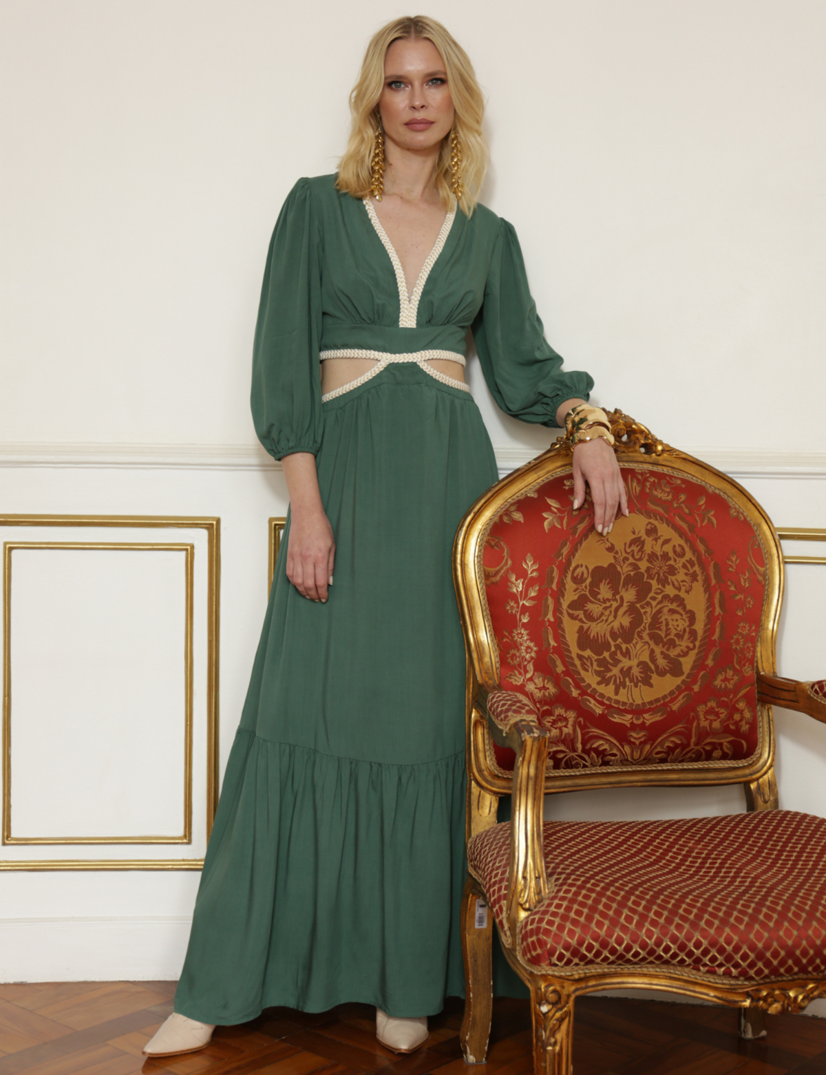 Vestido Com Abertura Lateral Narcisa - Verde