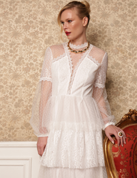 Vestido renda camadas Poliana - Off white