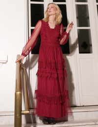 Vestido de Tule Poá Petrínia - Vinho