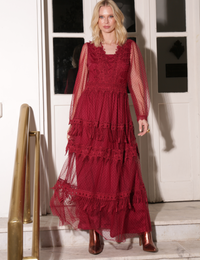 Vestido de Tule Poá Petrínia - Vinho