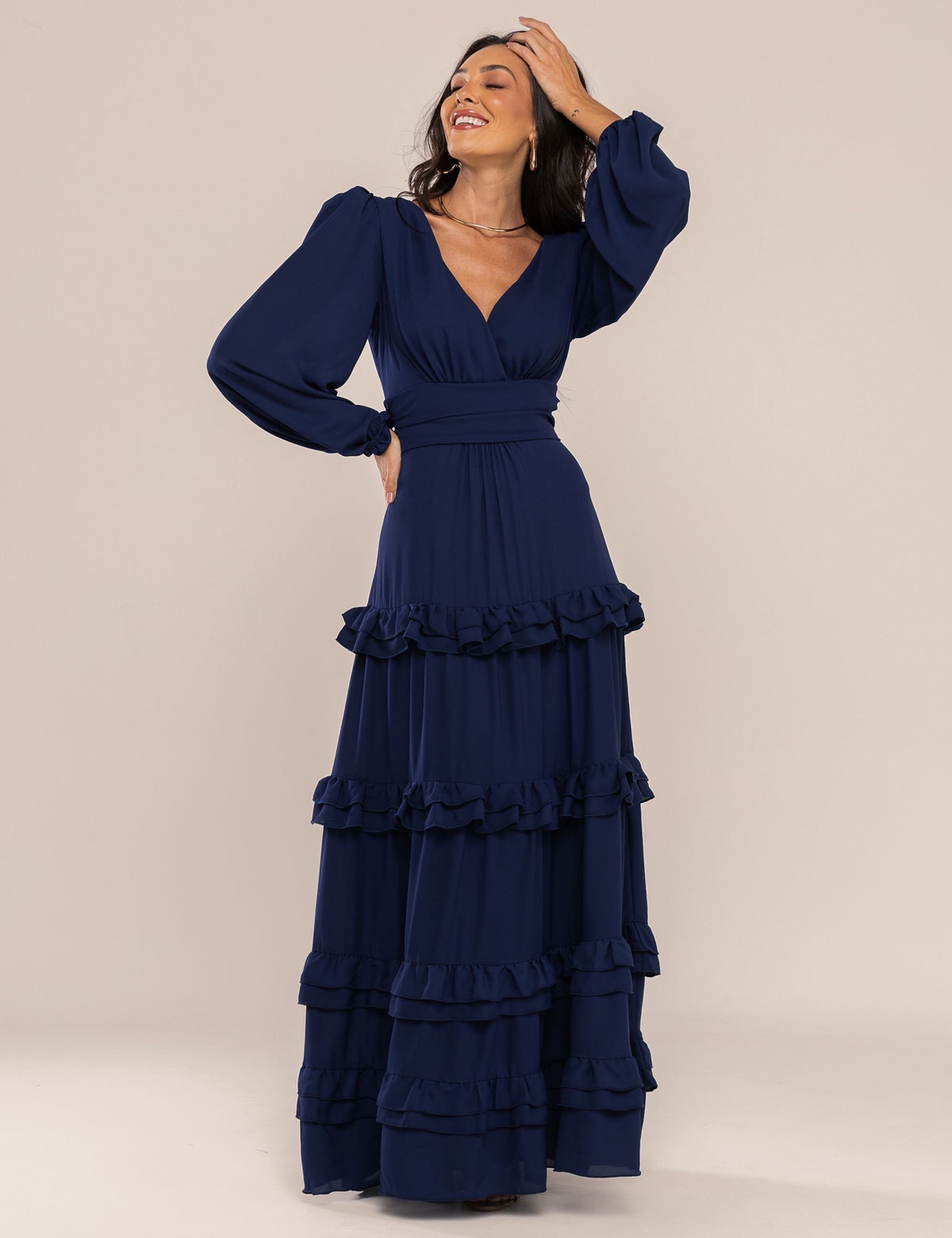 Vestido Maia Saia Camadas - Azul Marinho