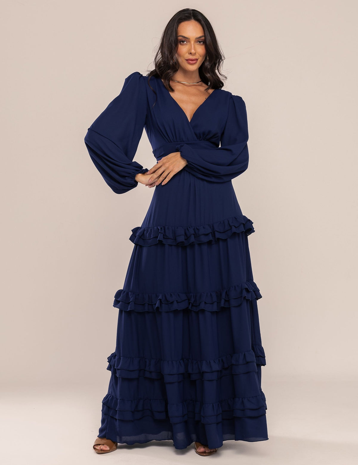 Vestido Maia Saia Camadas - Azul Marinho