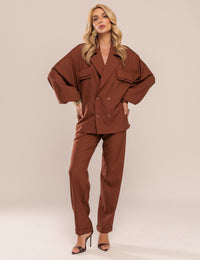 Conjunto Camisa Oversized - Marrom