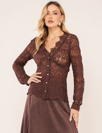 Camisa em Renda Alessandra - Marrom