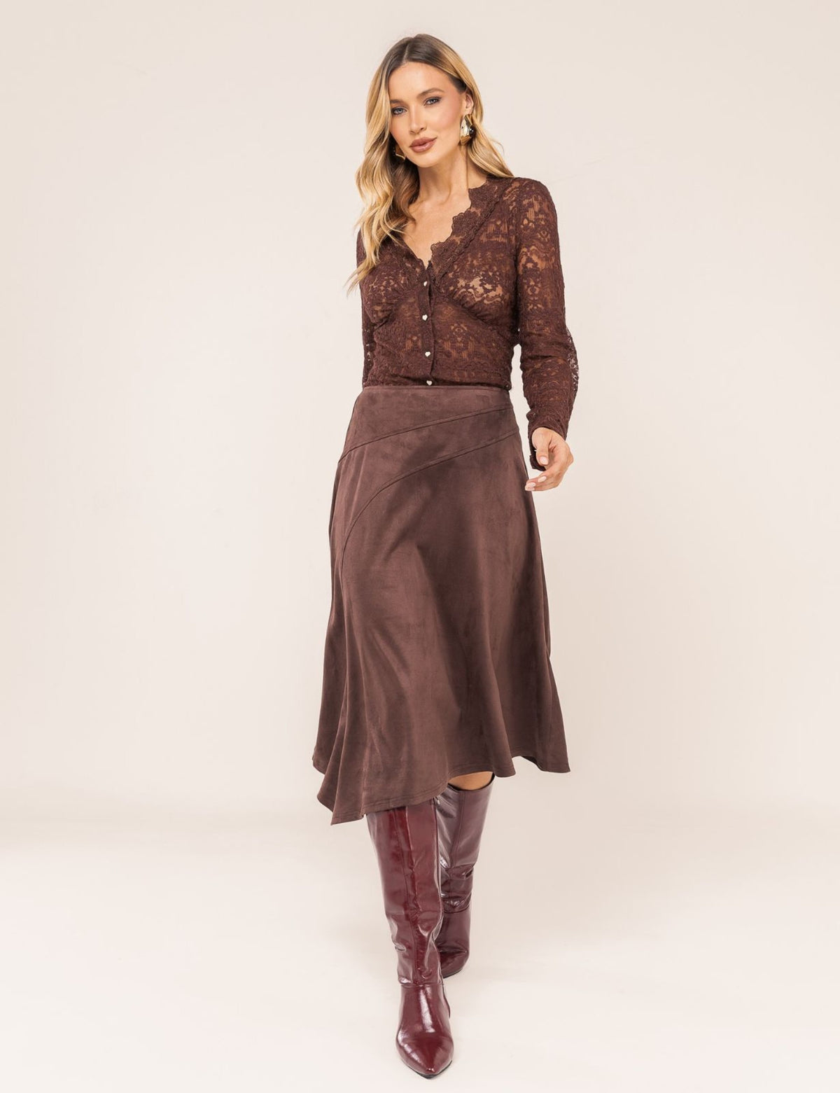 Camisa em Renda Alessandra - Marrom