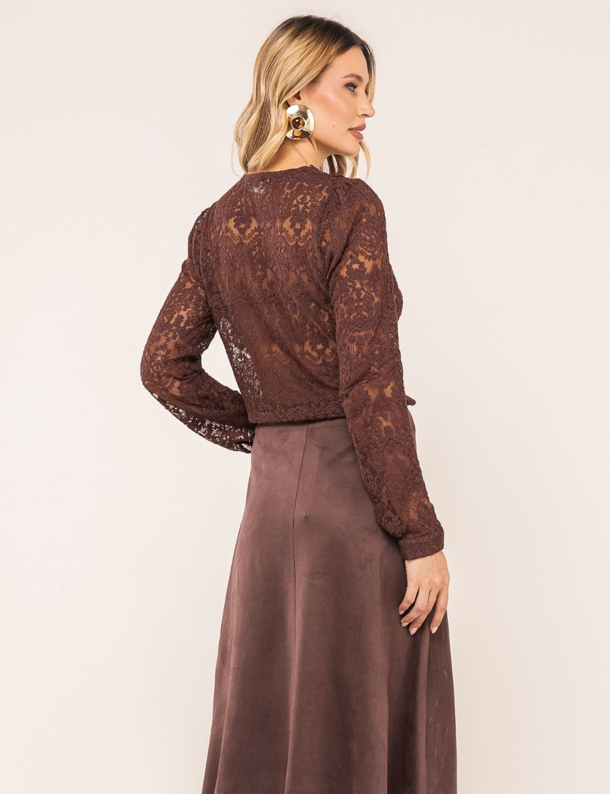 Camisa em Renda Alessandra - Marrom
