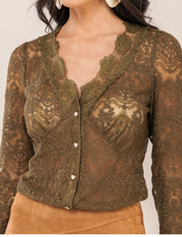 Camisa em Renda Alessandra - Verde Oliva