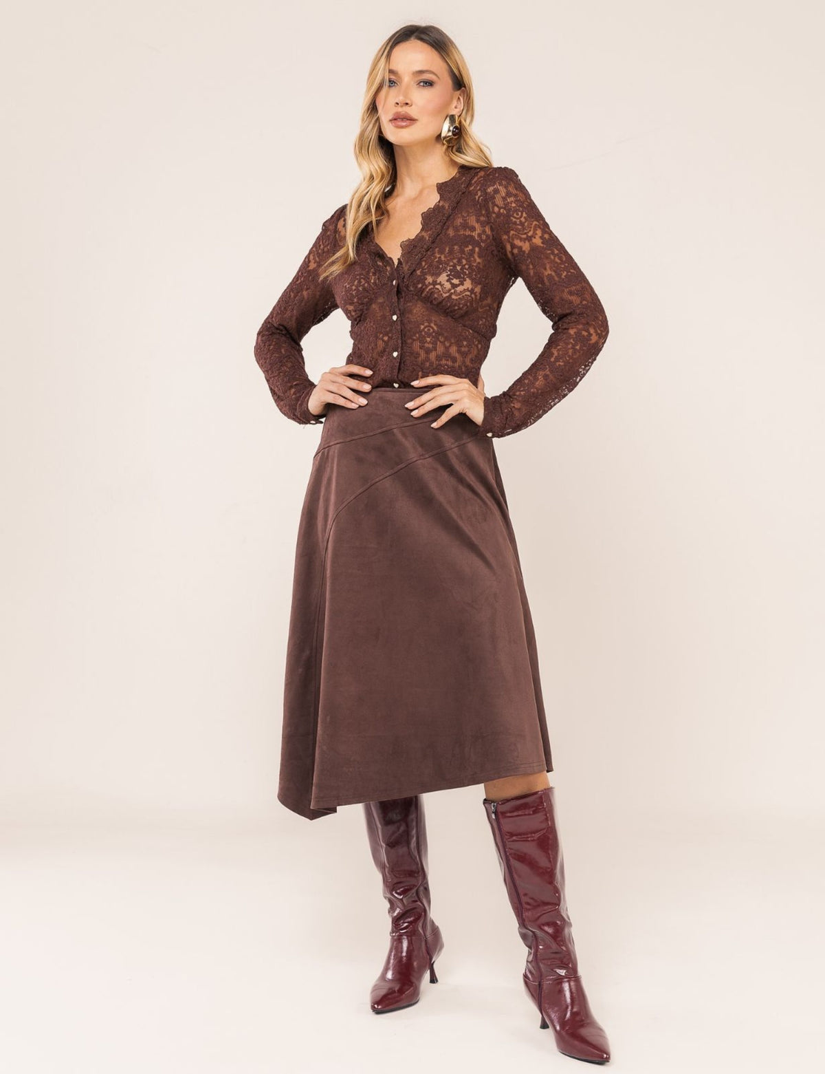 Saia em Suede Patrícia - Café