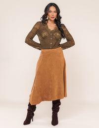 Saia em Suede Patrícia - Caramelo