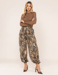 Calça Aladim Animal Print Kiara - Marrom
