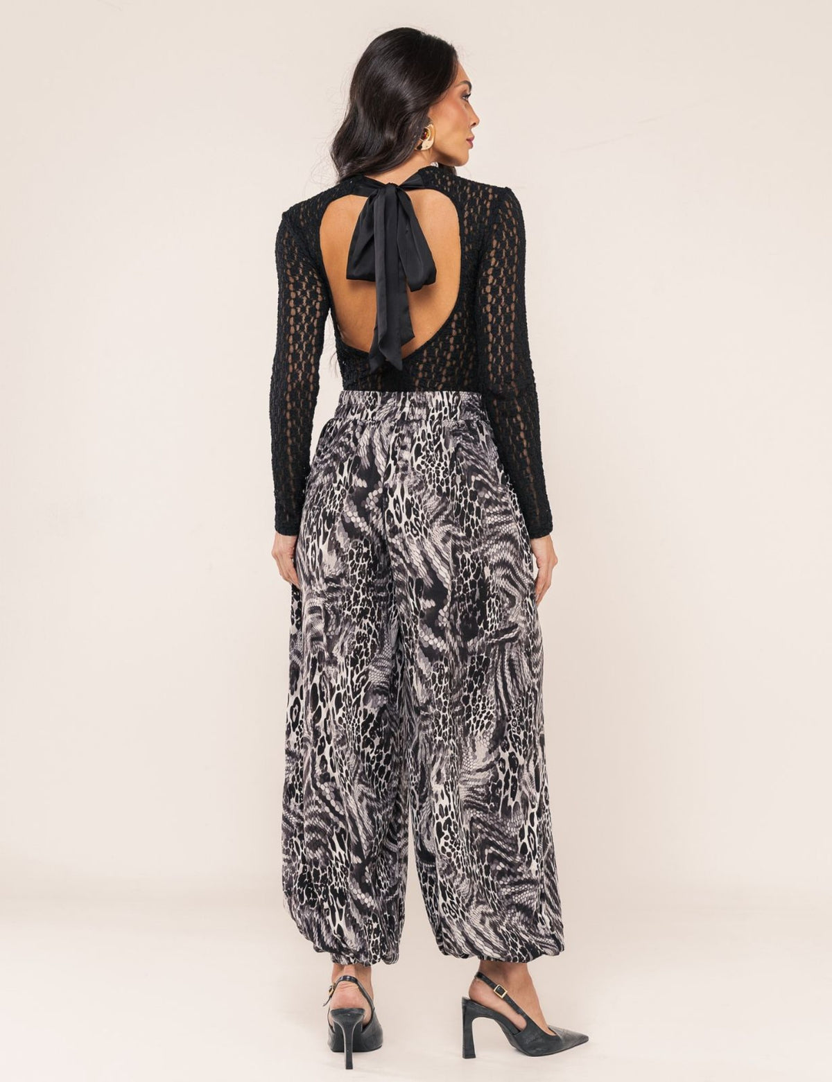 Calça Aladim Animal Print Kiara - Preta