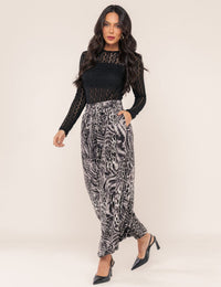 Calça Aladim Animal Print Kiara - Preta