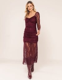 Vestido em Renda Naomi - Vinho