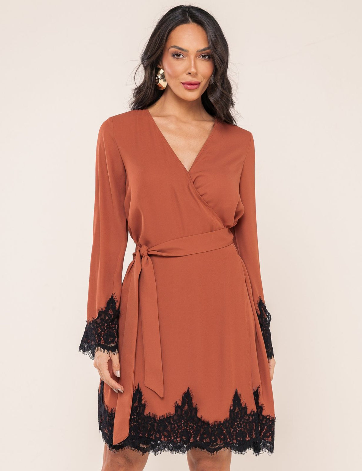 Vestido Transpassado Elena - Caramelo