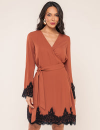 Vestido Transpassado Elena - Caramelo